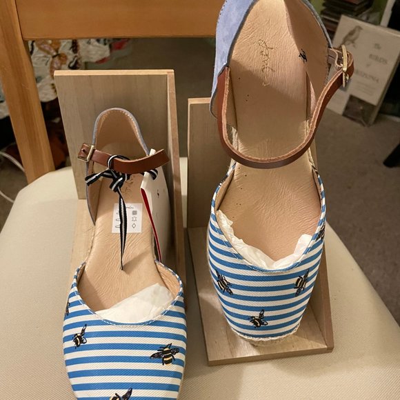 NWT!! Joules Women’s Blue Bee Stripe, Winnie Wedge Espadrille US 8 - Picture 10 of 15